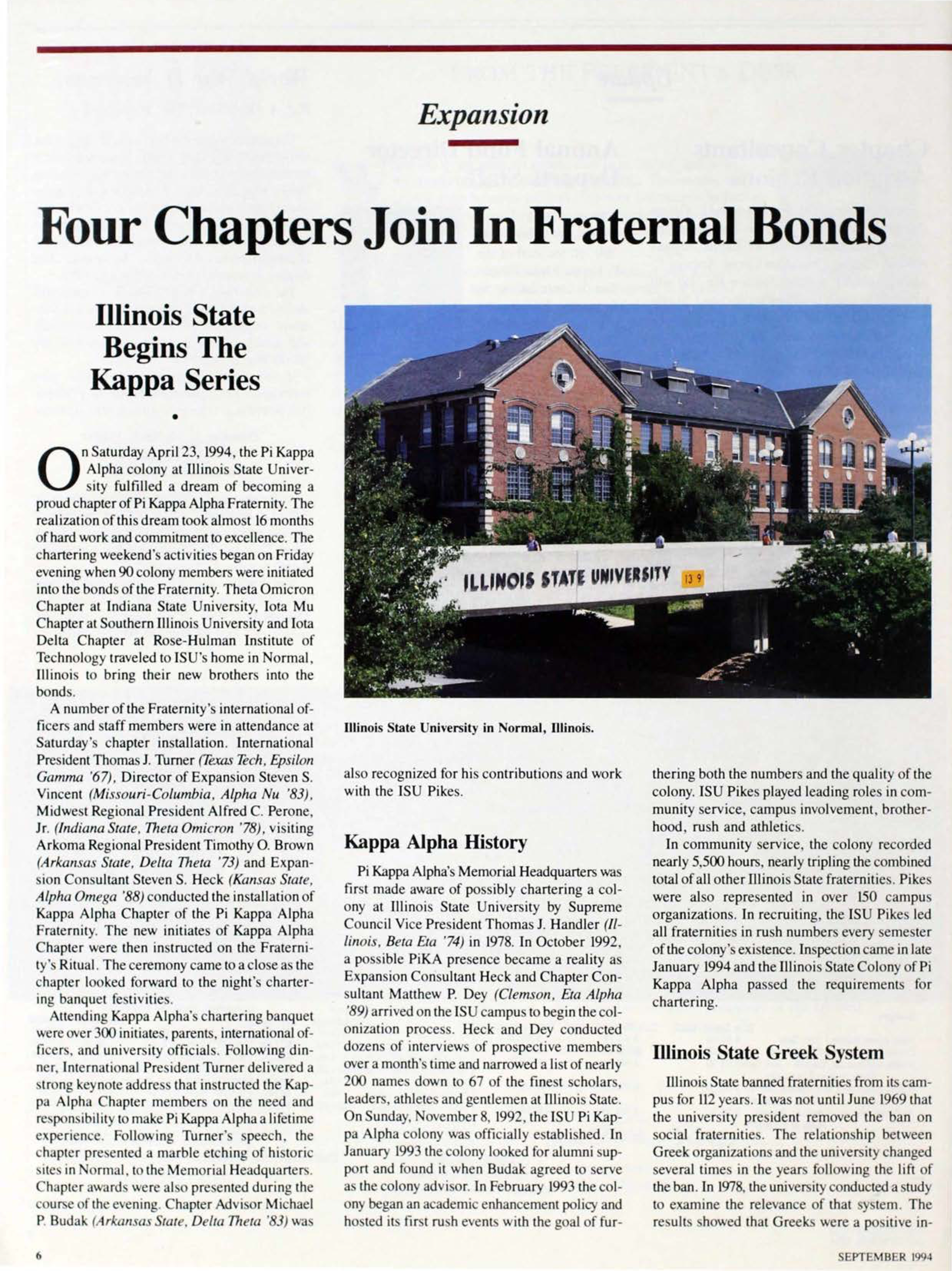 Expansion: Illinois State Begins the Kappa Series